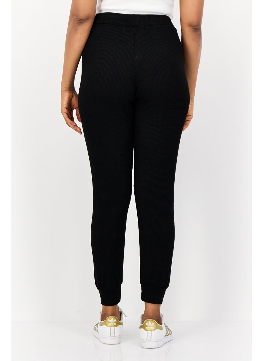 BRAVE SOUL Women Regular Fit Textured Jogger Pants, Black  - Image 2