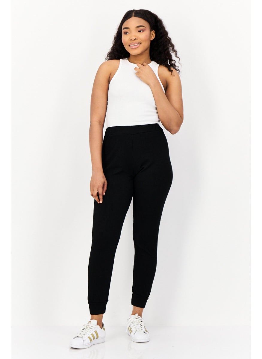BRAVE SOUL Women Regular Fit Textured Jogger Pants, Black  - Image 3
