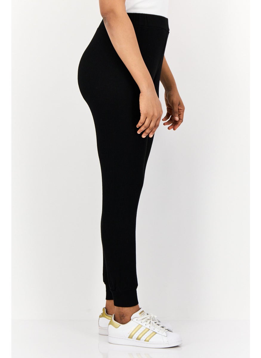 BRAVE SOUL Women Regular Fit Textured Jogger Pants, Black  - Image 4