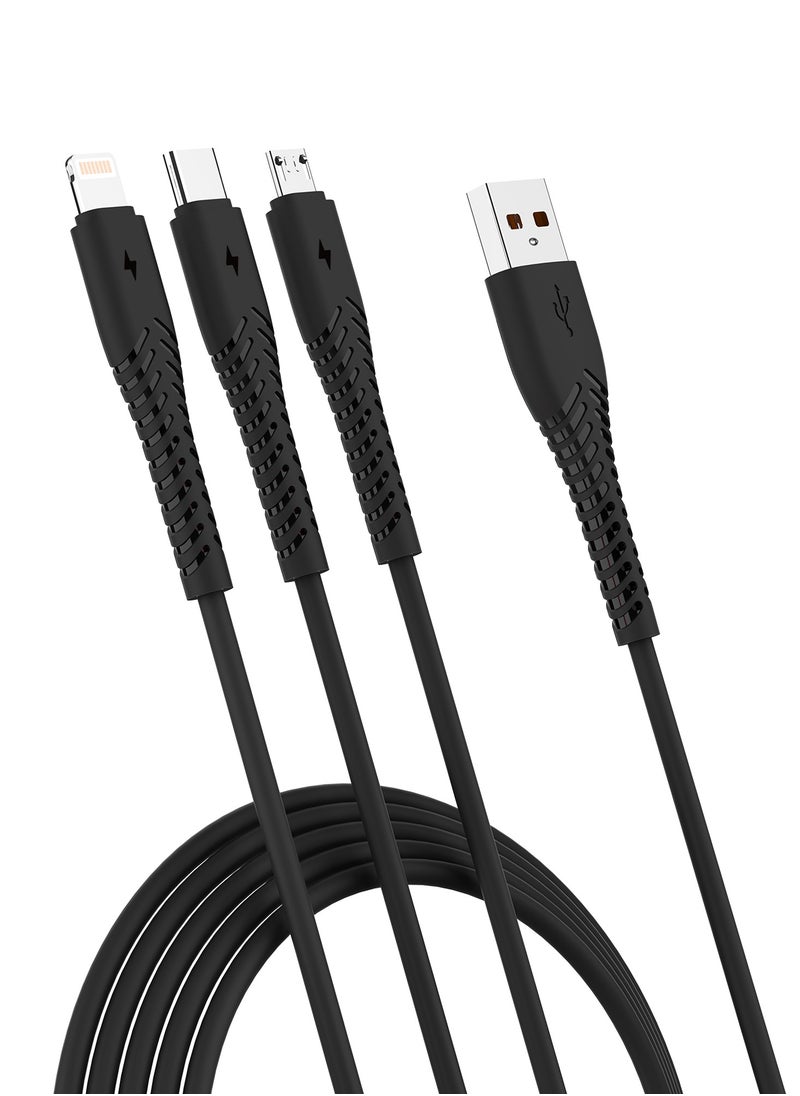 Totulife SMART Series 3-in-1 Fast Charging Cable – TPE Wire, Anti-Breakage, 1.2m – Black  - Image 2