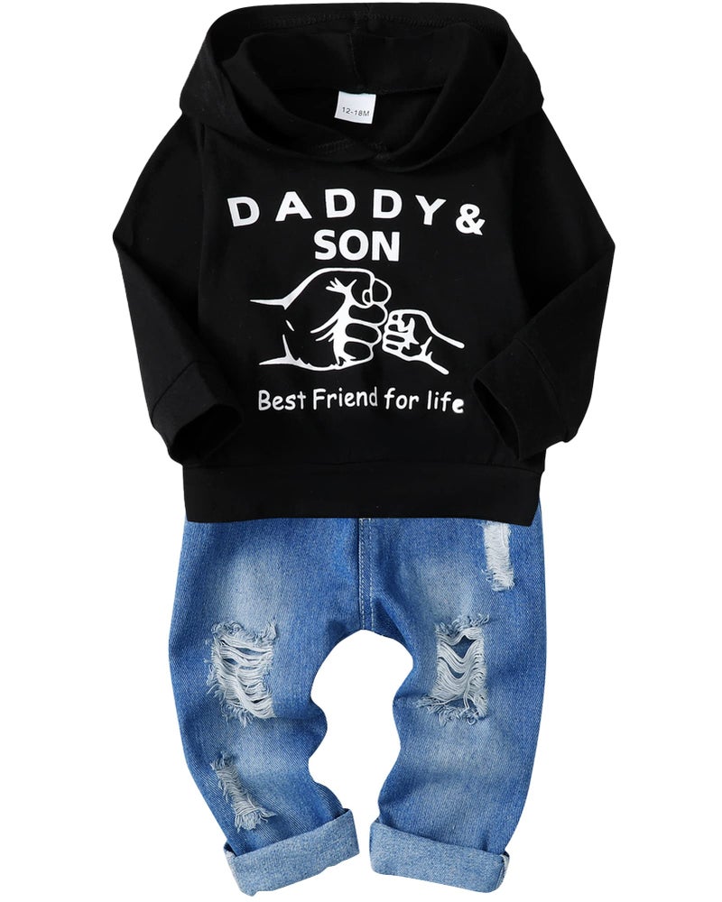 WESIDOM Toddler Boy Clothes,Long Sleeve Printing Hoodie+Jeans Pants Toddlers Boys Outfits Set 1-6Y Kids Clothing - Image 1