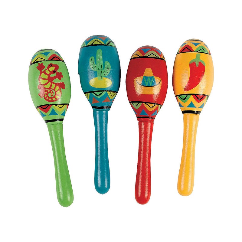 Fun Express 12 Pieces- Wooden Fiesta Maracas- Educational and Learning Activities for Kids - Image 1