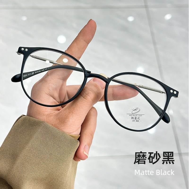Elegant Cold Tea Color Myopia Glasses Frame for Women - Ultra-Light Anti-Blue Light Eyewear, YALONG 9531