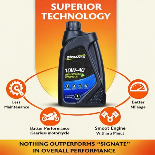 Signate 10W40 Street Race Fully Synthetic Bike Engine Oil 1L, High Performance Engine Oil for Motor Cycle, Maximum Gear Protection & Efficient Performance Bike Oil, 1L - Image 3