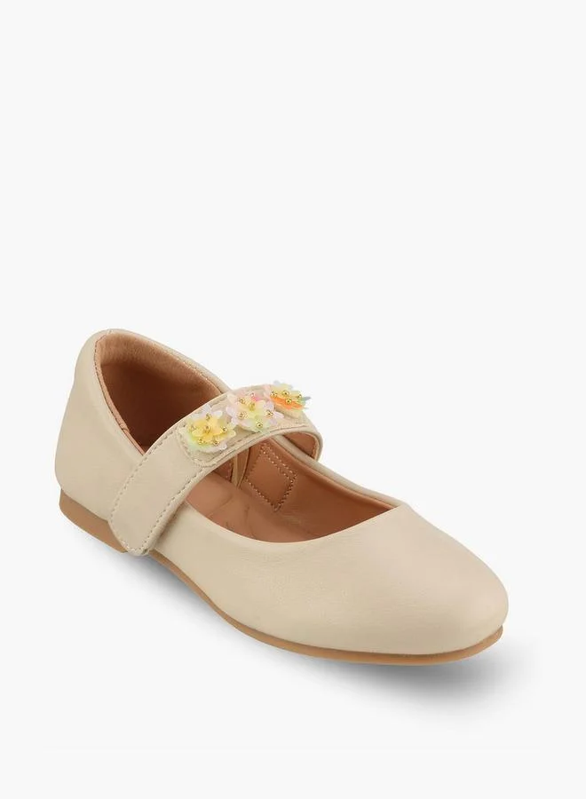 Juniors Girls Floral Applique Mary Jane Shoes