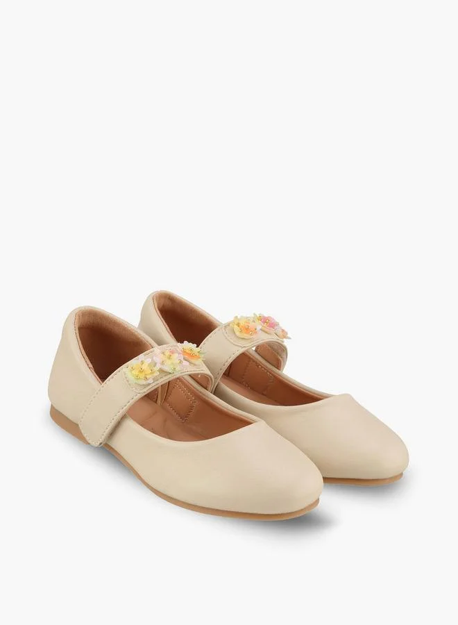 Juniors Girls Floral Applique Mary Jane Shoes