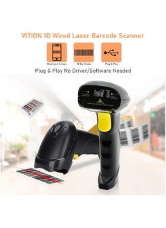VITION Barcode Scanner Wired Usb Automatic Laser Barcode Reader Handheld Bar Code Reader Bar Code Hand Scanner for Computer POS Laptop (1D – X-9102)  - Image 2