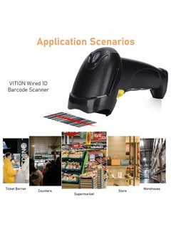 VITION Barcode Scanner Wired Usb Automatic Laser Barcode Reader Handheld Bar Code Reader Bar Code Hand Scanner for Computer POS Laptop (1D – X-9102)  - Image 3