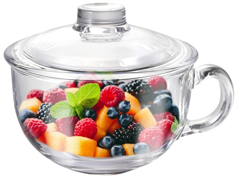 Foyofly Glass Cereal Bowl With Handle and Lid  Clear Small Soup Yogurt Oatmeal Breakfast Bowl  Microwave Safe Glassware for Dessert Pasta Rice  500ml16 oz 