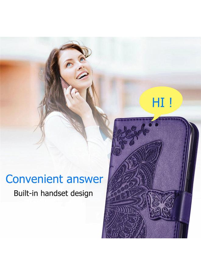 اس-توب جراب جلدي أفقي قابل للطي منقوش عليه زهور حب الفراشات مع حامل وفتحات للبطاقات ومحفظة وحبل لهاتف Infinix Note 7 - Image 5