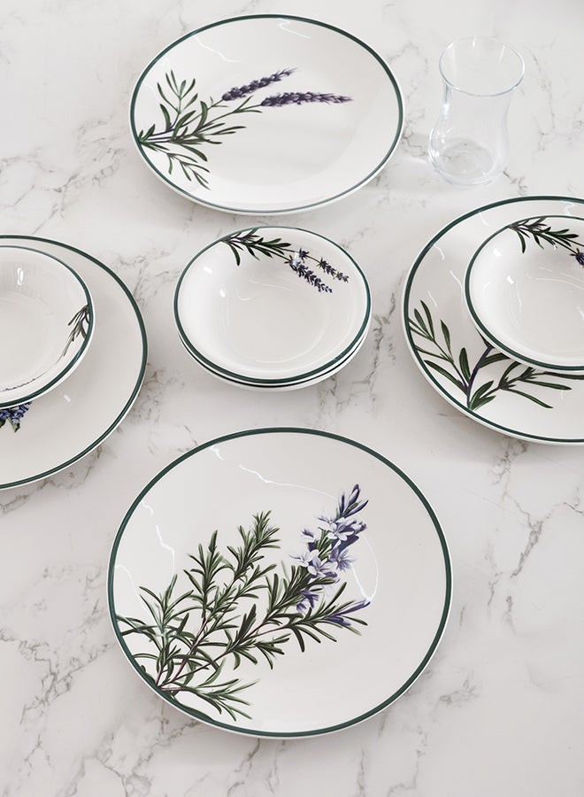 Noon East 21 Pc Porcelain Breakfast Set Lavender & Green | Serves 4 | Dishwasher and Microwave Safe - Image 5