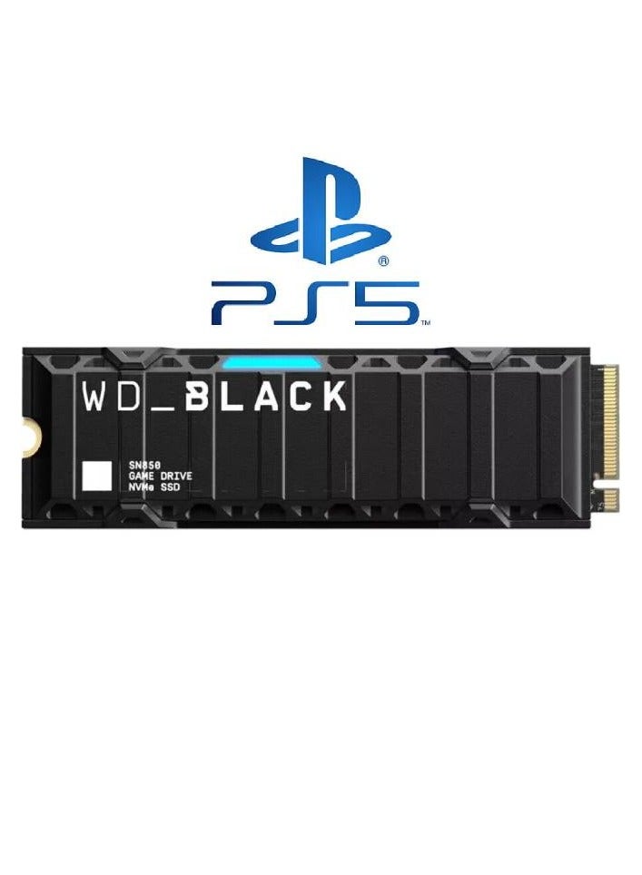 دبليو دي WD_BLACK SN850 + وحدة تبريد لجهاز PS5 WRSN محرك أقراص مزود بذاكرة مصنوعة من مكونات صلبة سعة 1 تيرابايت، M.2 2280 داخلي، Gen4 PCIe، ما يصل إلى 7000، WDBBKW0010BBK - Image 1