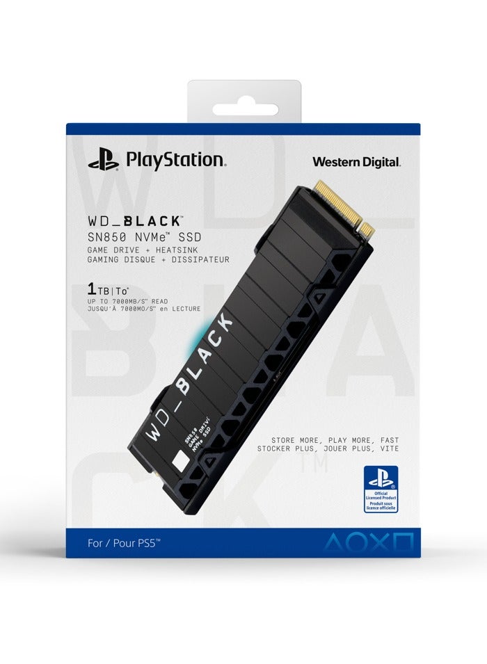 دبليو دي WD_BLACK SN850 + وحدة تبريد لجهاز PS5 WRSN محرك أقراص مزود بذاكرة مصنوعة من مكونات صلبة سعة 1 تيرابايت، M.2 2280 داخلي، Gen4 PCIe، ما يصل إلى 7000، WDBBKW0010BBK - Image 2