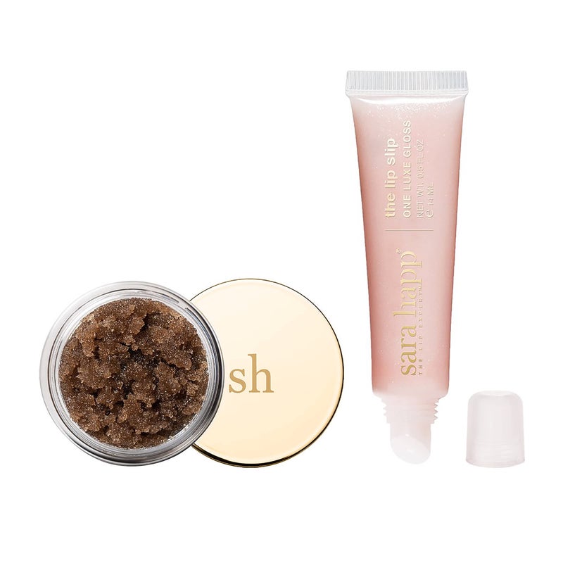Sara Happ Let's Glow Lip Scrub & Shine Kit: Brown Sugar Lip Scrub + The Lip Slip One Luxe Gloss for Healthy Lips: Gently Exfoliate, Nourish and Hydrate Lips, 0.5 oz - Image 2