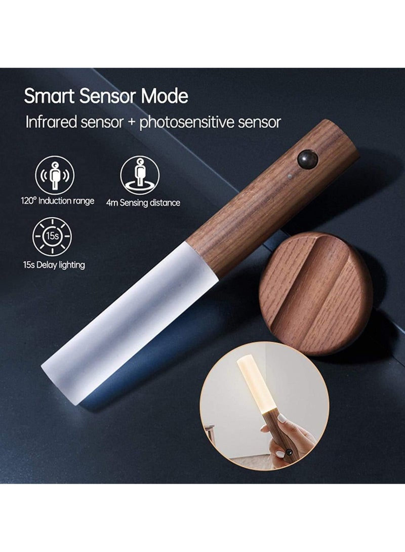 بيتشو ضوء ليلي بمستشعر الحركة، ضوء حائط ديكور منزلي، ضوء LED ذكي، مسافة استشعار 4 أمتار، ضوء محمول باليد لغرفة النوم، الدرج، غرفة الأطفال والمزيد (خشب الجوز الأسود قطعتان) - Image 3