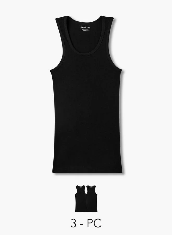 سبلاش فيڤ Men Ribbed Cotton Vest - Pack of 3