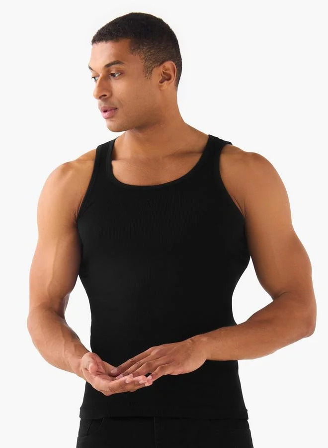 سبلاش فيڤ Men Ribbed Cotton Vest   Pack of 3