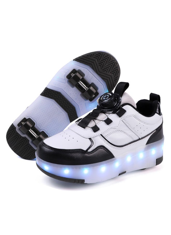 HUSK'SWARE Children's Girls' Double Wheel Automatic Telescopic Roller Skates 