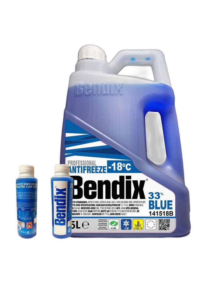 Bendix Concentrated windscreen washer 236 ML & Water Cooling Circulation 5 Liter Bendix Turkish Blue - Concentration 33% - Antifreeze up to -18Bundle - Image 1