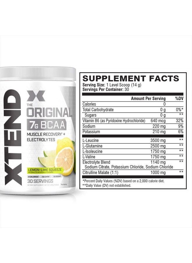 SCIVATION XTEND Original BCAA Powder Lemon Lime Squeeze | Sugar Free Post Workout Muscle Recovery Drink with Amino Acids | 7g BCAAs for Men & Women | 30 Servings  - Image 2