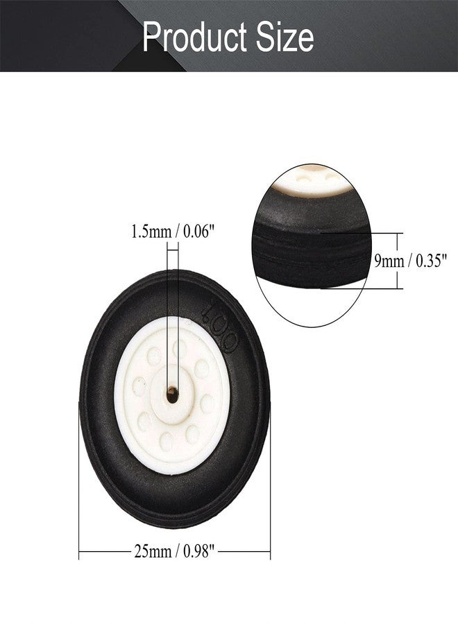 Fielect فيلكت 1 بوصة طائرة نموذجية RC إطارات خلفية خفيفة الوزن من الإسفنج مجموعة إطارات وعجلات لطائرة RC إطارات إسفنجية PU مع محور بلاستيكي 2 قطعة - Image 2