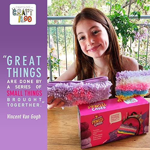 CRAFTILOO DIY 2 Rug Pencil Cases Latch Hook Kits for Kids Sewing Set for Girls Beginners Latchkits Ages 8-12 - Image 2