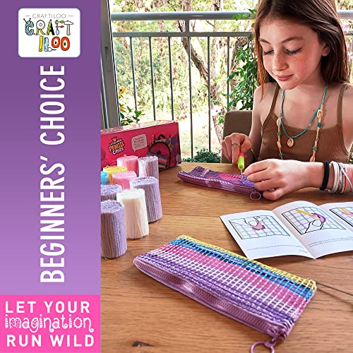 CRAFTILOO DIY 2 Rug Pencil Cases Latch Hook Kits for Kids Sewing Set for Girls Beginners Latchkits Ages 8-12 - Image 5