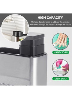 Happy Home 3 in 1 Kitchen Sink Organizer Sponge Holder, Stainless Steel Organizer with Soap Dispenser and Storage for Kitchens or Bathrooms  - Image 4