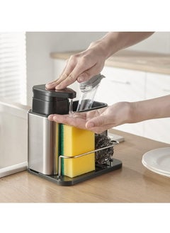 Happy Home 3 in 1 Kitchen Sink Organizer Sponge Holder, Stainless Steel Organizer with Soap Dispenser and Storage for Kitchens or Bathrooms  - Image 5