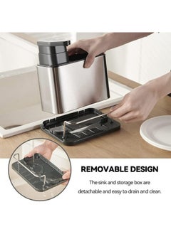 Happy Home 3 in 1 Kitchen Sink Organizer Sponge Holder, Stainless Steel Organizer with Soap Dispenser and Storage for Kitchens or Bathrooms  - Image 3