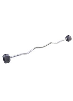 TA SPORT Sports Rubber Hex Barbell With Curl Bar 10 Kg  - Image 2