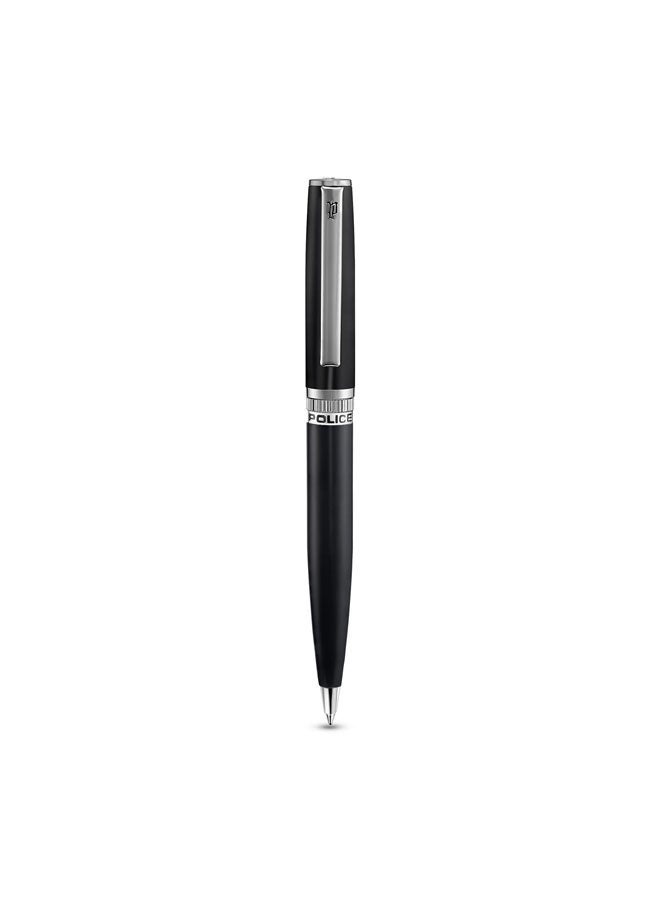 POLICE Vivaldi Stainless Steel Trims Twist Ballpoint Pen for Men, Blue Ink - Image 1