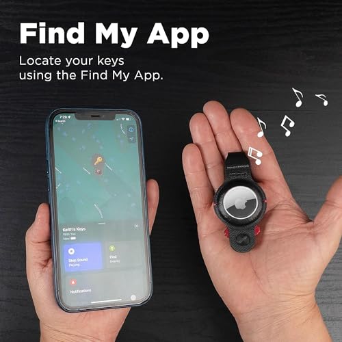 key smart حامل مفاتيح KeySmart AirTag، متوافق مع حامل Apple AirTag، منظم مفاتيح، حقيبة لحامل مفاتيح AirTag، حلقة مفاتيح - (حتى 5 مفاتيح، جلد نباتي أسود، AirTags غير مشمولة) - Image 3