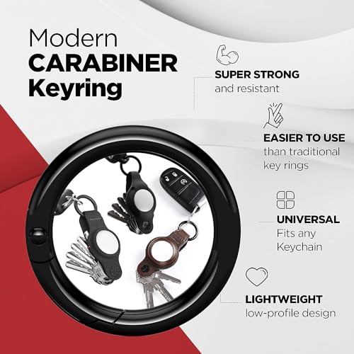 key smart حامل مفاتيح KeySmart AirTag، متوافق مع حامل Apple AirTag، منظم مفاتيح، حقيبة لحامل مفاتيح AirTag، حلقة مفاتيح - (حتى 5 مفاتيح، جلد نباتي أسود، AirTags غير مشمولة) - Image 5