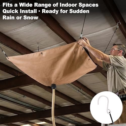 Tredre Ceiling Leak Diverter, Heavy Duty 420D Oxford Fabric Roof Ceiling Leak Drip Diverter Tarp with 10ft Drain Hose, Khaki, 3' x 3' - Image 4