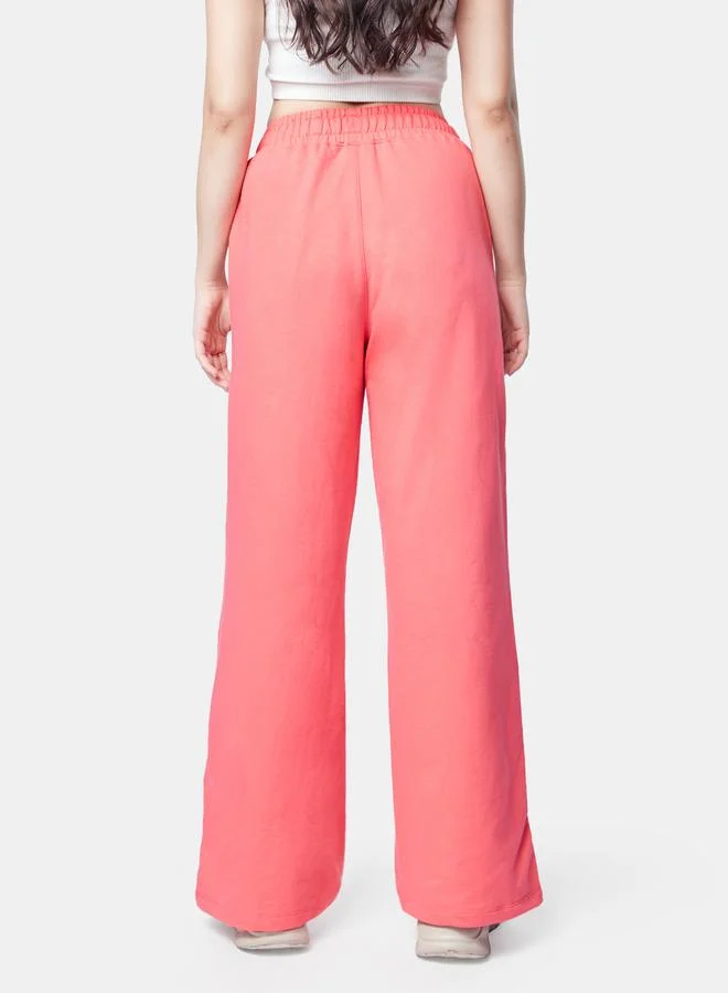 The Souled Store Pink High Rise Flared Joggers