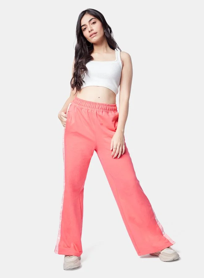 The Souled Store Pink High Rise Flared Joggers