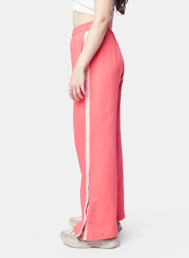 The Souled Store Pink High Rise Flared Joggers