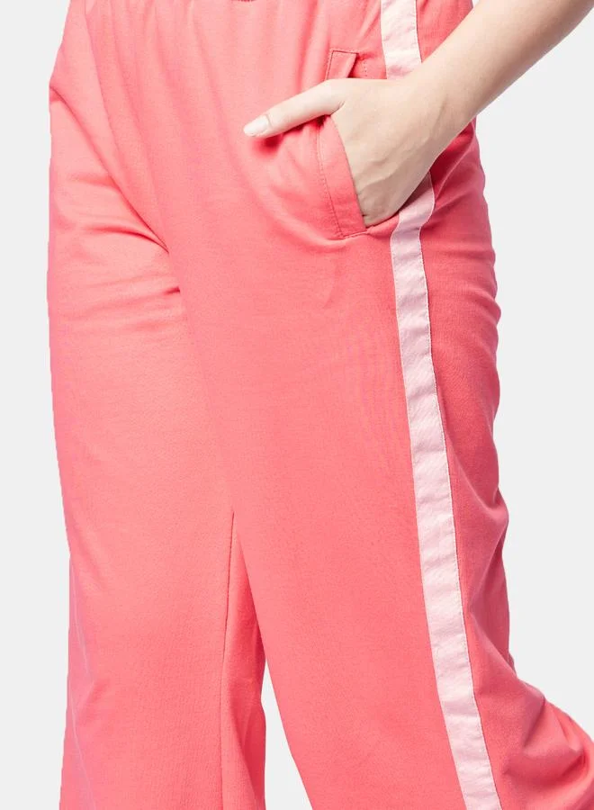 The Souled Store Pink High Rise Flared Joggers