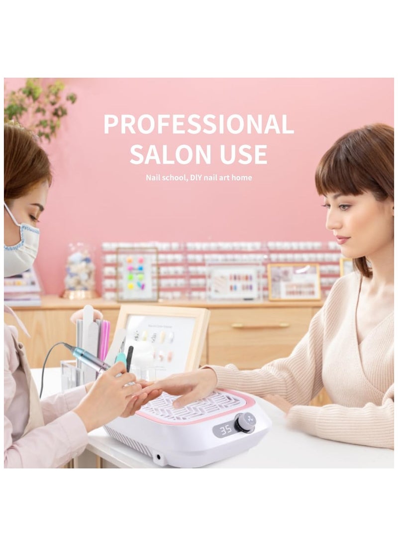 SYOSI - Nail Dust Collector, Powerful Quiet Vacuum Fan and Nail Dust Collector, Professional Salons&Home Use Dust Collector Nail Tech with Reusable Filter and 30pcs Nonwoven Filter and 1pcs Dusting Brush Pink - Image 1