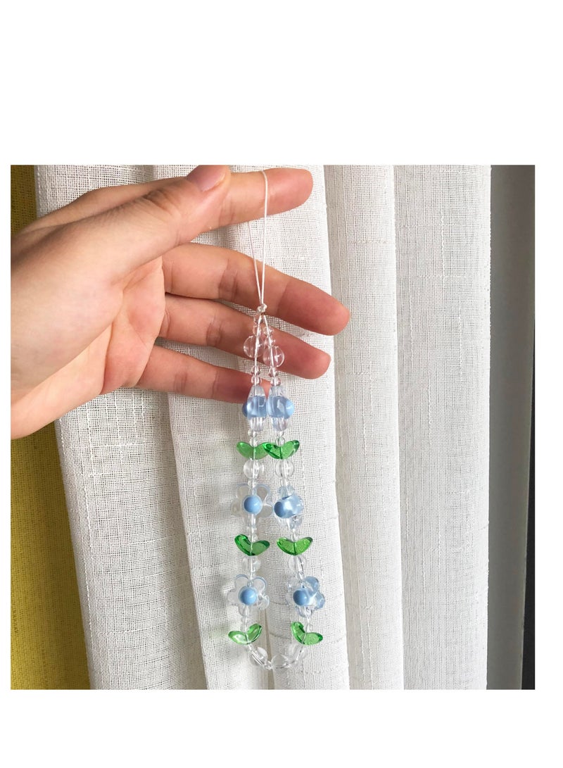 Excefore 2 PCS Lovely Flower Phone Charm, Aesthetic Flower Phone Chain, Colorful Bead Phone Charm, Detachable Universal Phone Lanyard, Suitable for for Women Girls - Image 5
