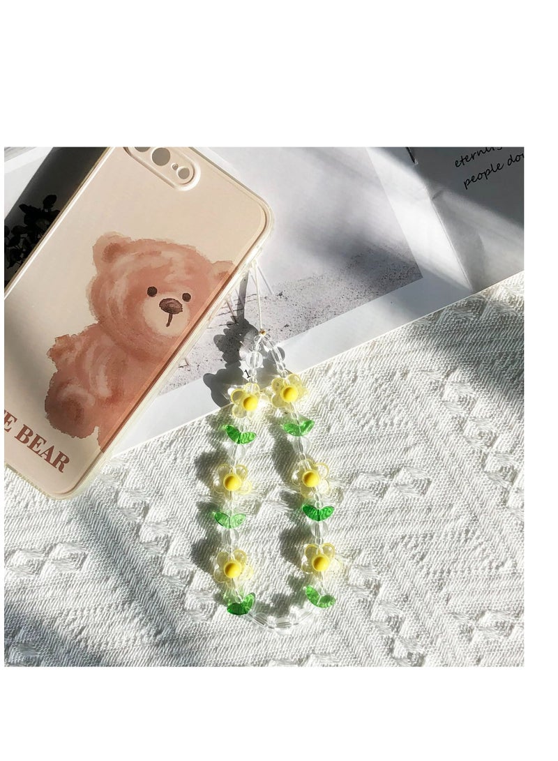 Excefore 2 PCS Lovely Flower Phone Charm, Aesthetic Flower Phone Chain, Colorful Bead Phone Charm, Detachable Universal Phone Lanyard, Suitable for for Women Girls - Image 4