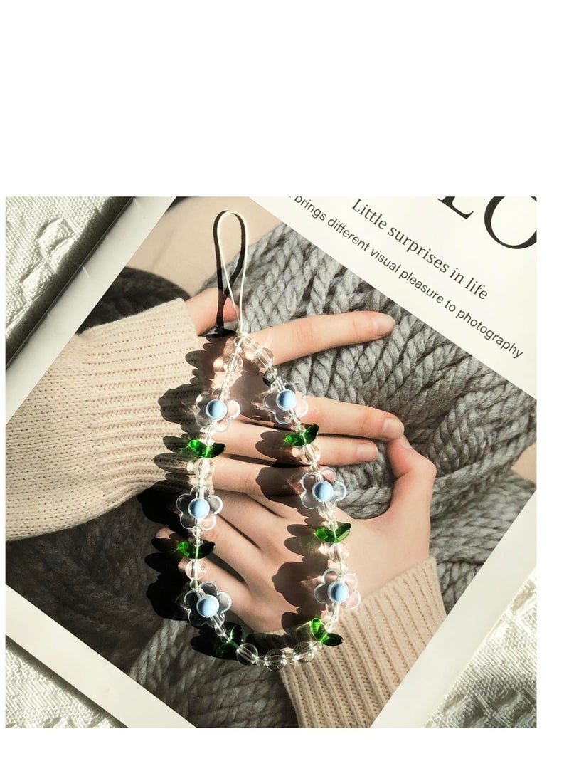 Excefore 2 PCS Lovely Flower Phone Charm, Aesthetic Flower Phone Chain, Colorful Bead Phone Charm, Detachable Universal Phone Lanyard, Suitable for for Women Girls - Image 2