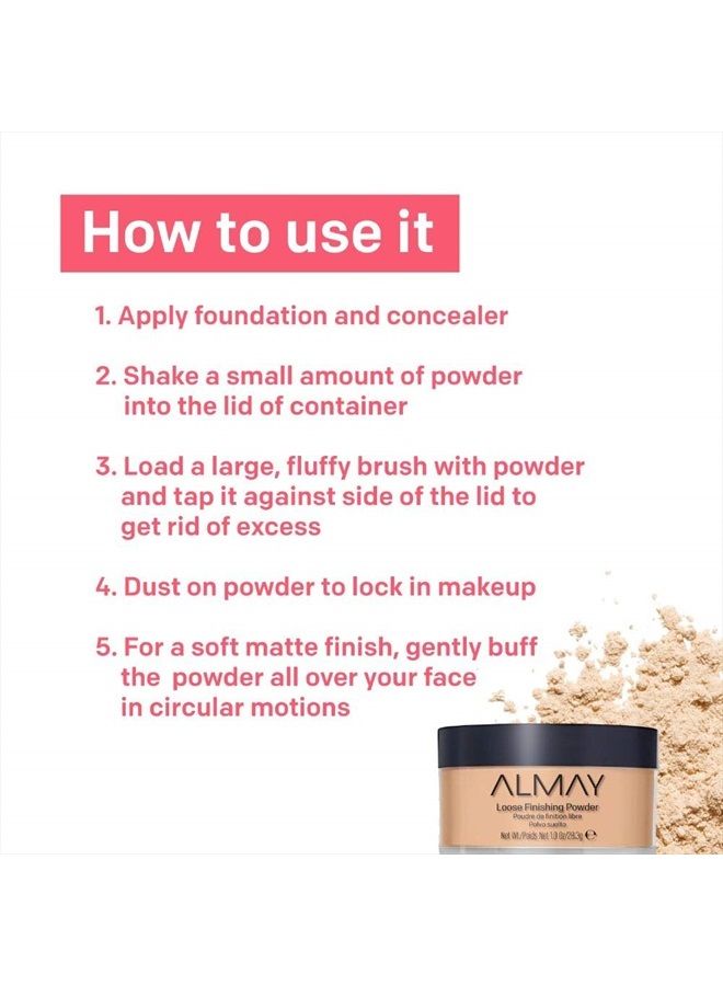 Almay Setting Powder, Face Makeup, Matte Loose Powder, Hypoallergenic, Cruelty Free, 200 Light Medium, 1 Oz - Image 5