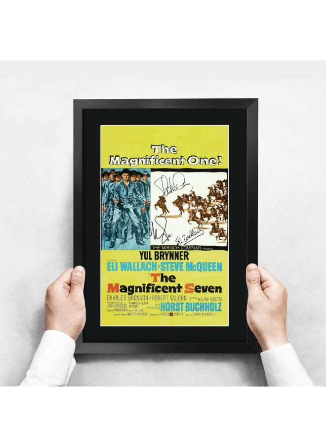 HWC Trading HWC Trading The Magnificent Seven Yul Brynner, Steve Mcqueen 16 x 12 inch Framed Gifts Printed Poster Signed Autograph Picture for Movie Memorabilia Fans - 16" x 12" Framed  - Image 3