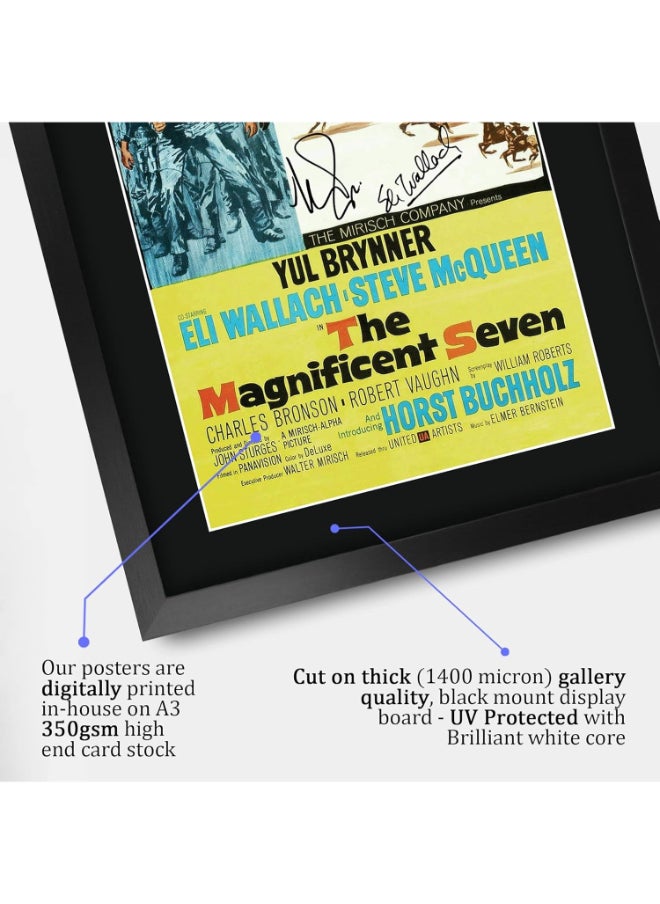 HWC Trading HWC Trading The Magnificent Seven Yul Brynner, Steve Mcqueen 16 x 12 inch Framed Gifts Printed Poster Signed Autograph Picture for Movie Memorabilia Fans - 16" x 12" Framed  - Image 4