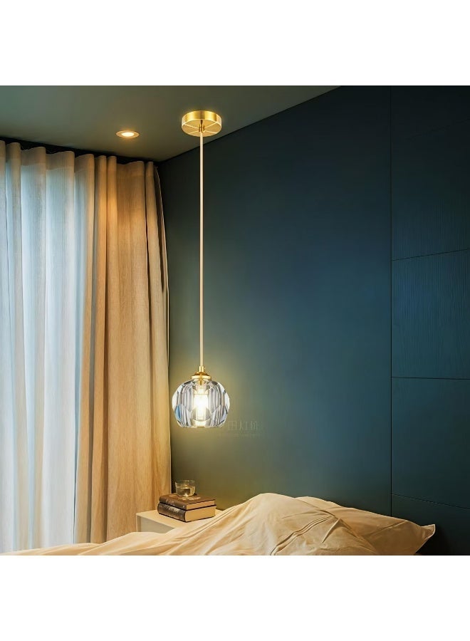 ChenDa Crystal Ball Pendant Light, 3 Color Changing LED Bedroom Pendant Light, Cosmic Inspired Planet Design, High Transparency Crystal Lampshade, Eye Protection Flicker-Free, Suitable for Bedside, Bedroom, Living Room - Image 4