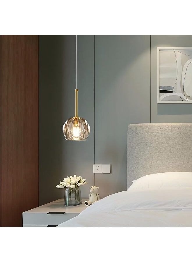 ChenDa Crystal Ball Pendant Light, 3 Color Changing LED Bedroom Pendant Light, Cosmic Inspired Planet Design, High Transparency Crystal Lampshade, Eye Protection Flicker-Free, Suitable for Bedside, Bedroom, Living Room - Image 2