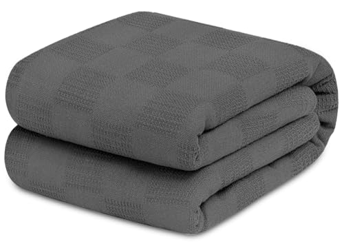 Avalon Bedding 100 Cotton Blankets King Size Thermal Blanket 108x90 Perfect Cotton Blanket King Size for Layering Bed in Any Season Cotton Blankets for Bed Grey