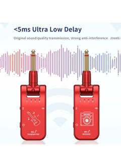Thoraya UHF 4 Channels Wireless Guitar System Transmitter and Receiver 800MHz-900MHz Plug and Play 282-degree Rotation 6.35mm Audio Interface Electric Music Instrument System  - Image 4